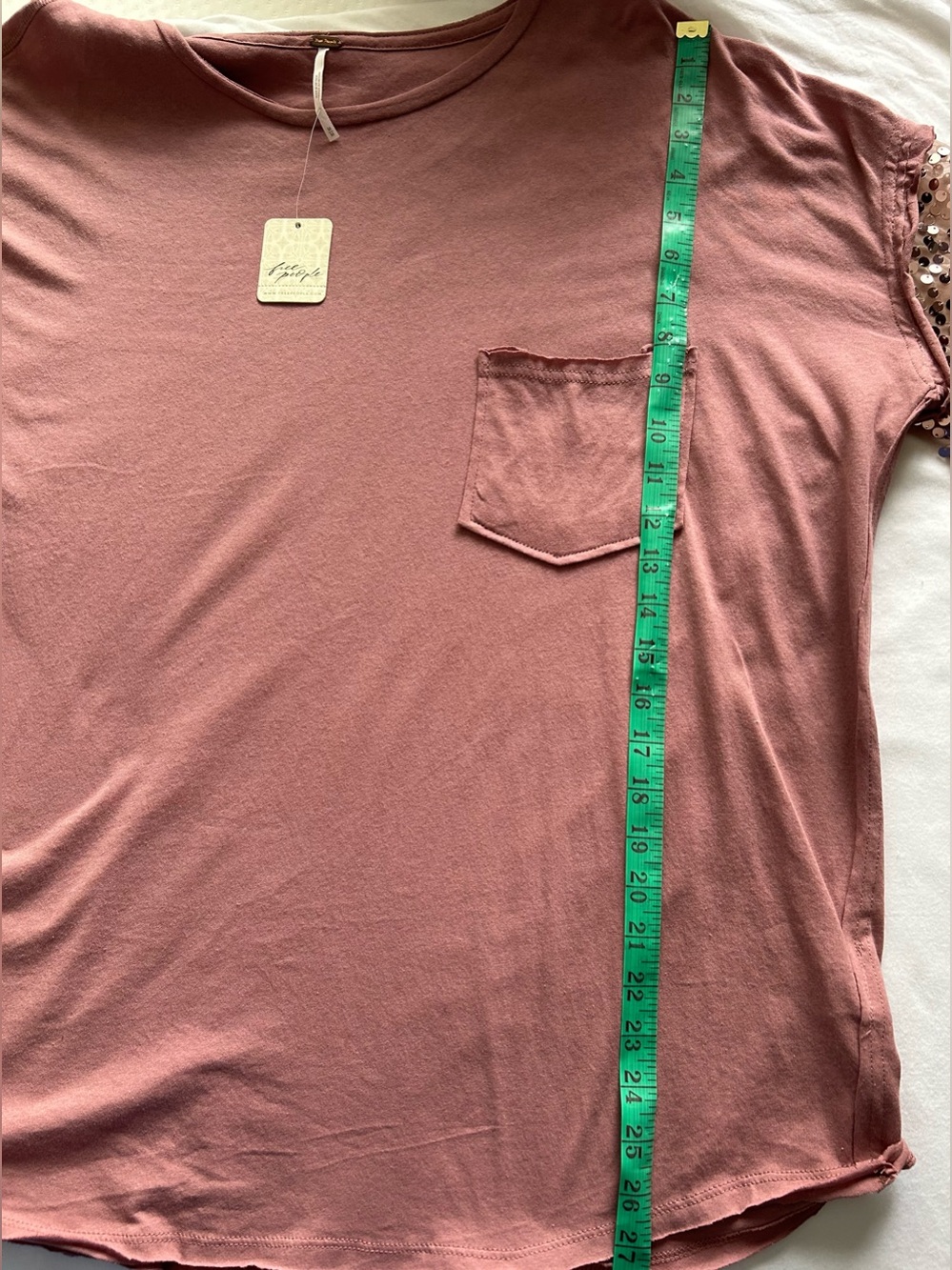 NWT - Free People “Celine” T-Shirt w. Sequinned Detail in “Lavender Shadows” - Picture 13 of 14
